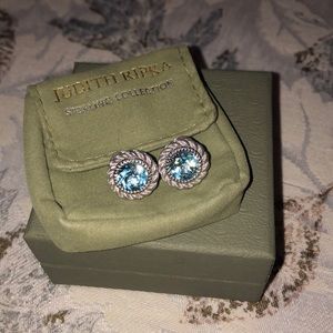 Judith Ripka Sterling Silver Blue Stone Earrings